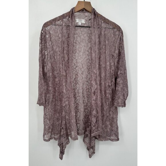 Shannon Ford Open Front Floral Lace Cardigan Women 3X Purple Crochet Fairy - Picture 1 of 10